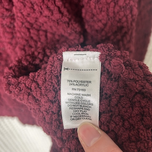 Cupio Long Cardigan Textured Popcorn Maroon Red Long Sleeve Pockets Open Medium - Picture 4 of 5